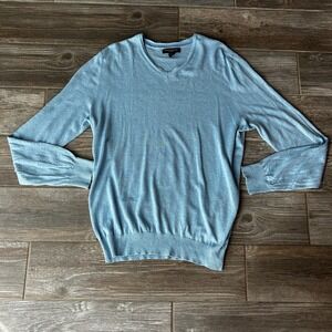 Banana‎ Republic Men's Blue V-Neck Silk Linen Sweater Size M Long Sleeve Classic